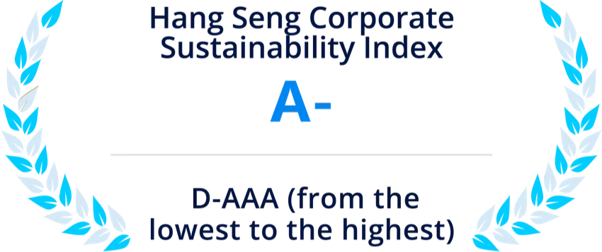 Hang Seng Corporate Sustainability Index: A- (D-AAA, from lowest to highest)